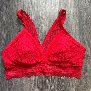 Aerie Red Bralette Removable Pads Size Large New